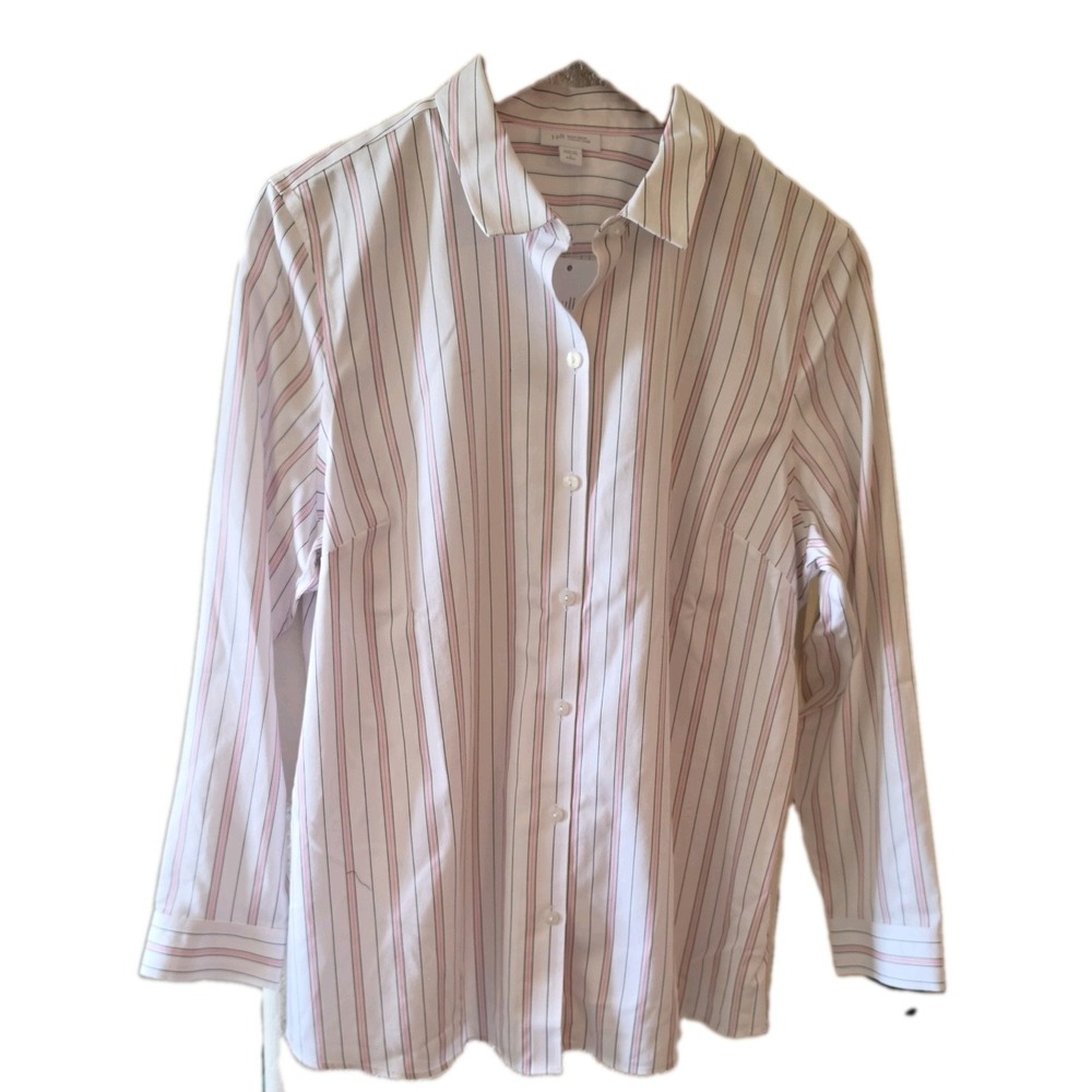 J.Jill White Non-Iron Collection Button Up Shirt Women's Size Large Petite NWT